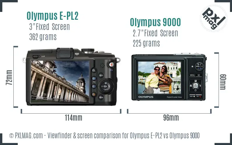Olympus E-PL2 vs Olympus 9000 Screen and Viewfinder comparison