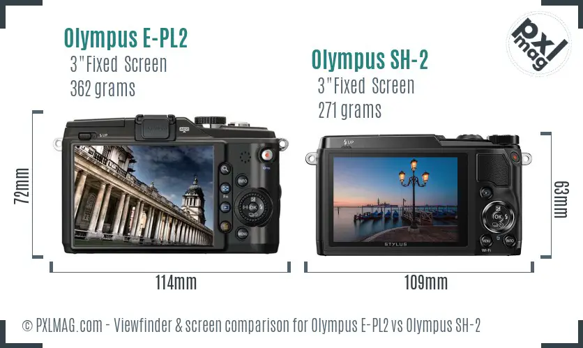 Olympus E-PL2 vs Olympus SH-2 Screen and Viewfinder comparison