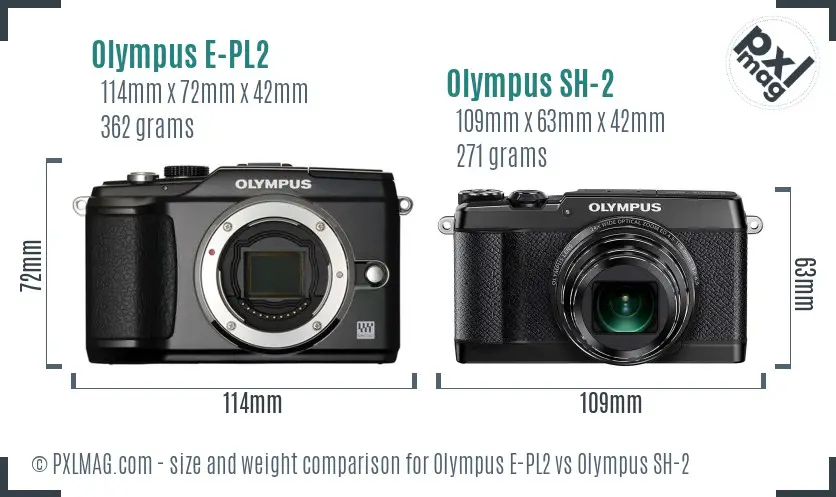 Olympus E-PL2 vs Olympus SH-2 size comparison