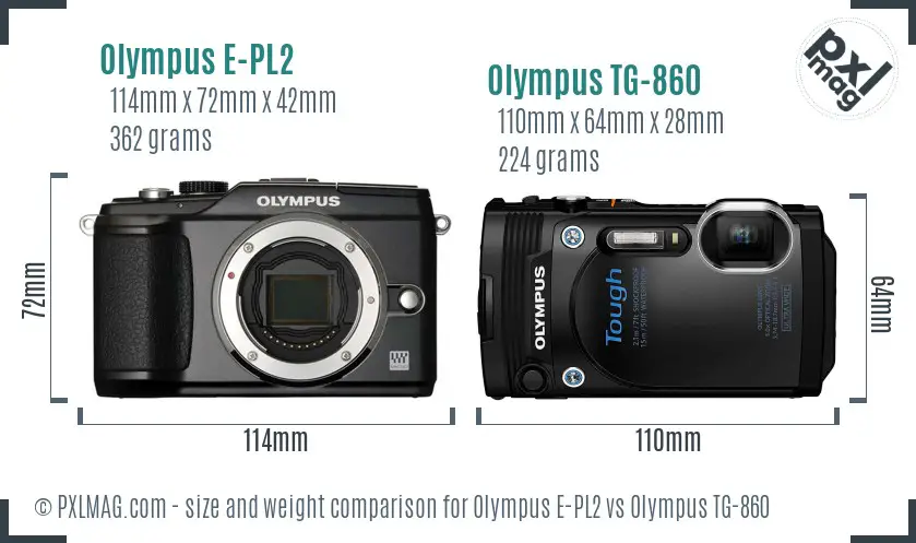 Olympus E-PL2 vs Olympus TG-860 size comparison