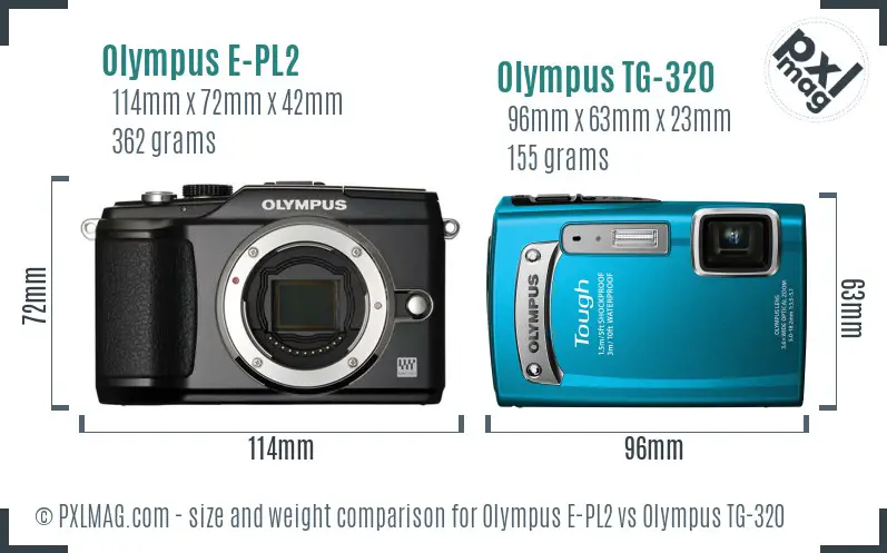 Olympus E-PL2 vs Olympus TG-320 size comparison