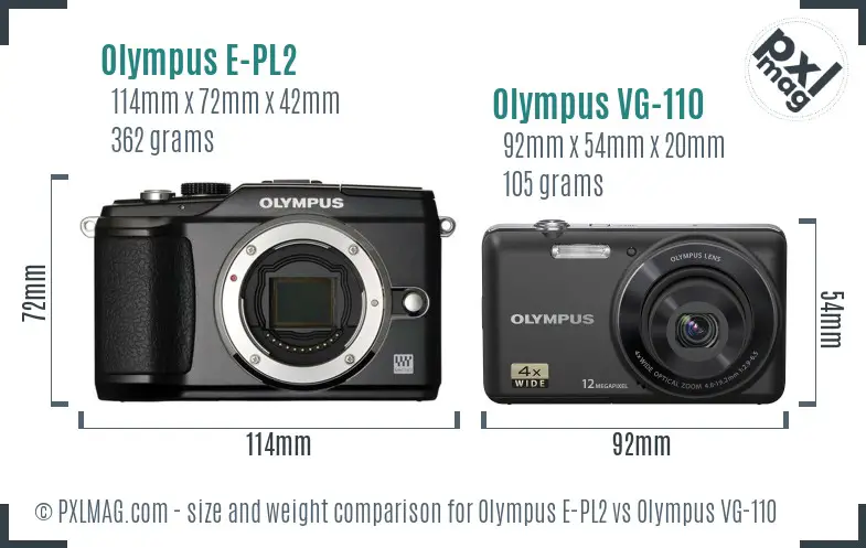 Olympus E-PL2 vs Olympus VG-110 size comparison