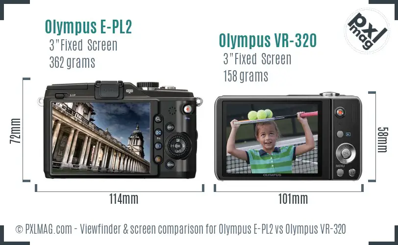 Olympus E-PL2 vs Olympus VR-320 Screen and Viewfinder comparison