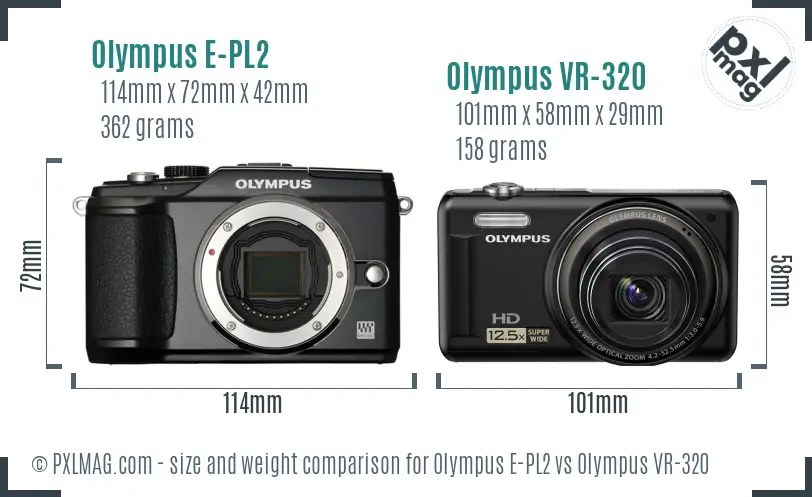 Olympus E-PL2 vs Olympus VR-320 size comparison