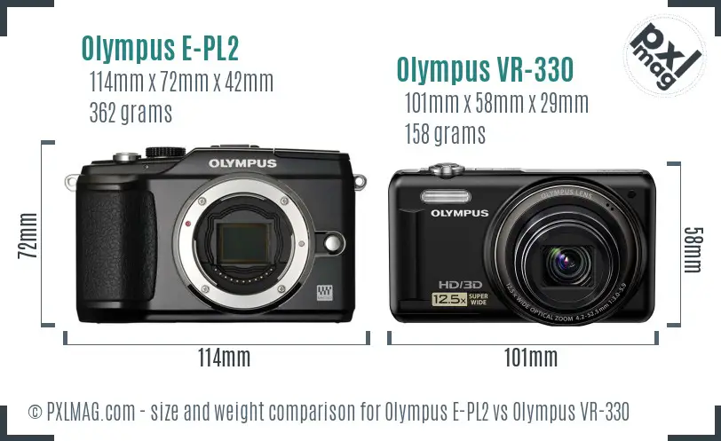 Olympus E-PL2 vs Olympus VR-330 size comparison