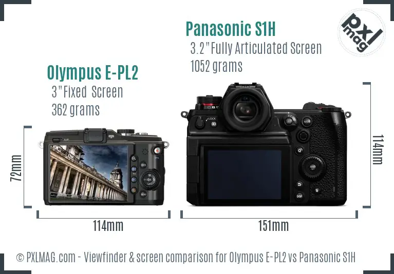 Olympus E-PL2 vs Panasonic S1H Screen and Viewfinder comparison
