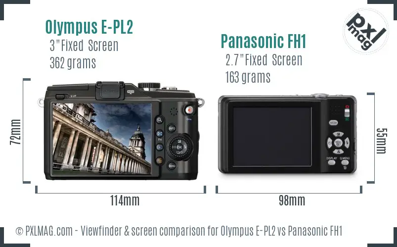 Olympus E-PL2 vs Panasonic FH1 Screen and Viewfinder comparison