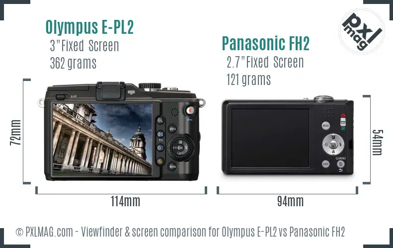 Olympus E-PL2 vs Panasonic FH2 Screen and Viewfinder comparison