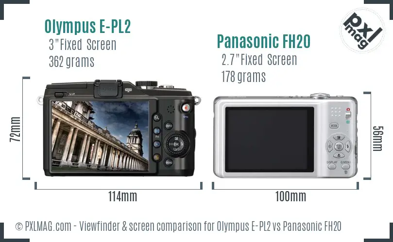 Olympus E-PL2 vs Panasonic FH20 Screen and Viewfinder comparison