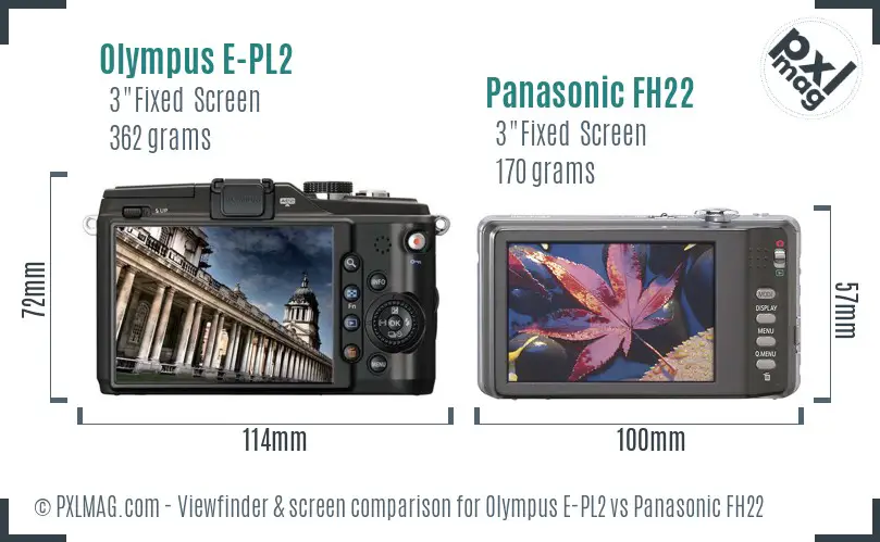 Olympus E-PL2 vs Panasonic FH22 Screen and Viewfinder comparison