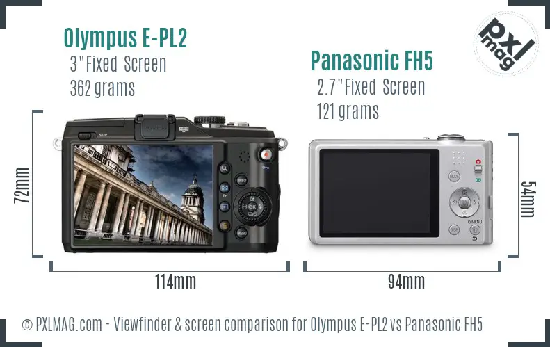Olympus E-PL2 vs Panasonic FH5 Screen and Viewfinder comparison