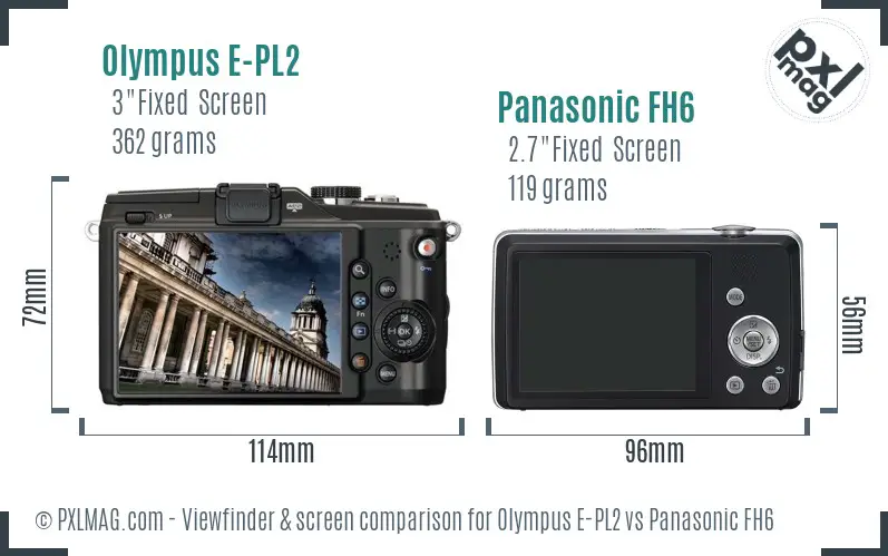 Olympus E-PL2 vs Panasonic FH6 Screen and Viewfinder comparison
