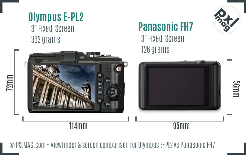 Olympus E-PL2 vs Panasonic FH7 Screen and Viewfinder comparison