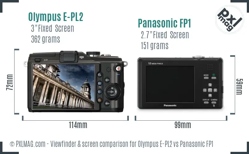 Olympus E-PL2 vs Panasonic FP1 Screen and Viewfinder comparison
