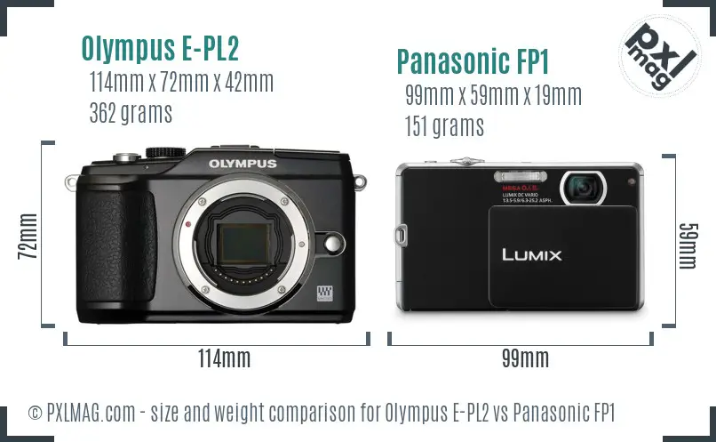 Olympus E-PL2 vs Panasonic FP1 size comparison