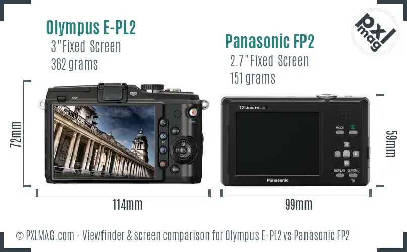 Olympus E-PL2 vs Panasonic FP2 Screen and Viewfinder comparison
