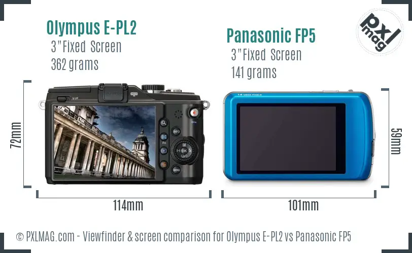 Olympus E-PL2 vs Panasonic FP5 Screen and Viewfinder comparison