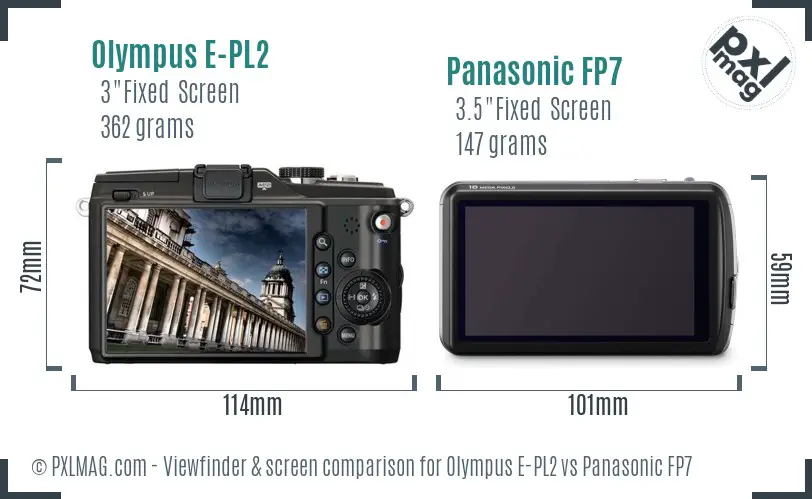 Olympus E-PL2 vs Panasonic FP7 Screen and Viewfinder comparison