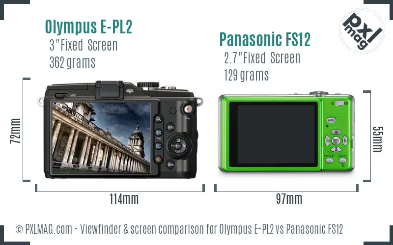 Olympus E-PL2 vs Panasonic FS12 Screen and Viewfinder comparison