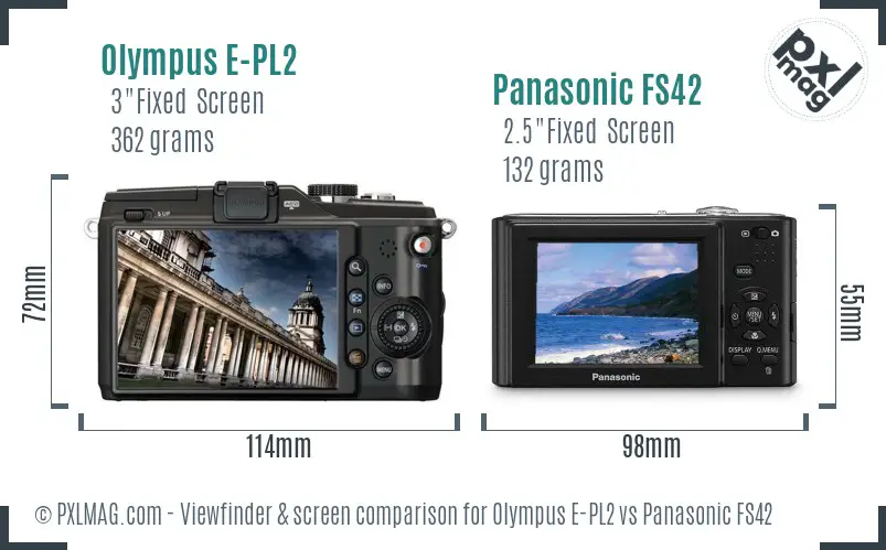 Olympus E-PL2 vs Panasonic FS42 Screen and Viewfinder comparison