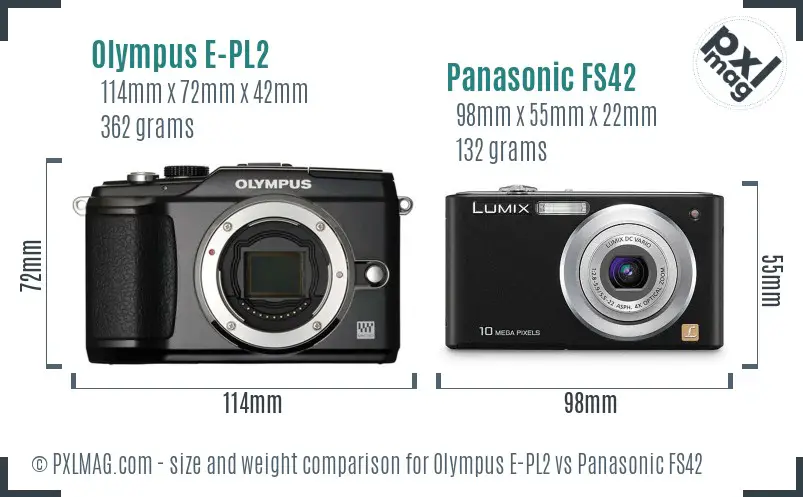 Olympus E-PL2 vs Panasonic FS42 size comparison