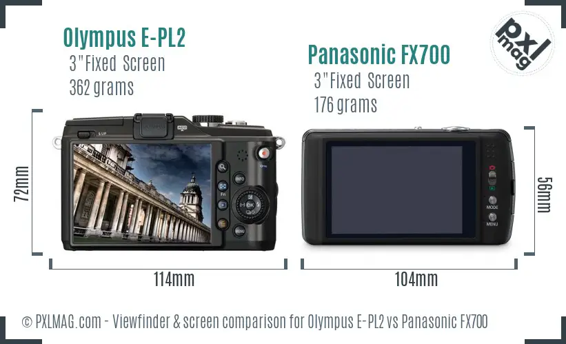 Olympus E-PL2 vs Panasonic FX700 Screen and Viewfinder comparison