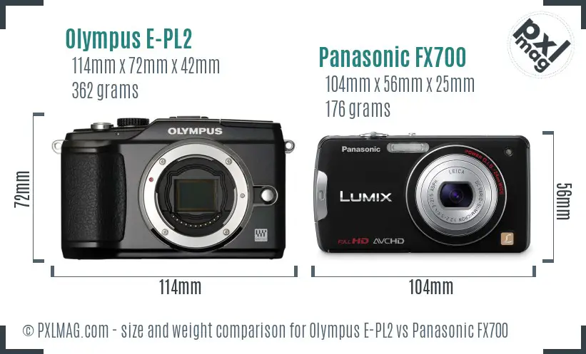 Olympus E-PL2 vs Panasonic FX700 size comparison