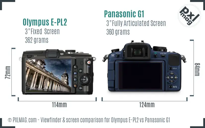 Olympus E-PL2 vs Panasonic G1 Screen and Viewfinder comparison