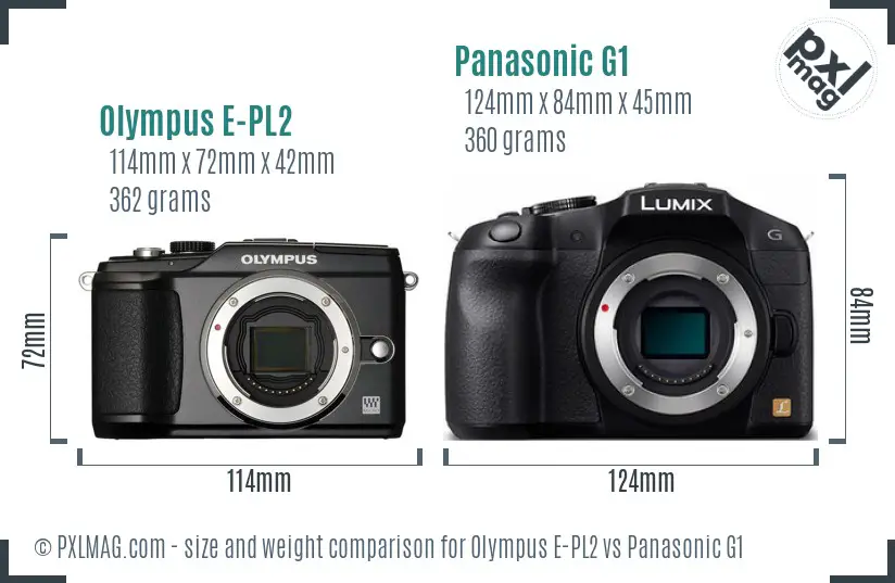 Olympus E-PL2 vs Panasonic G1 size comparison