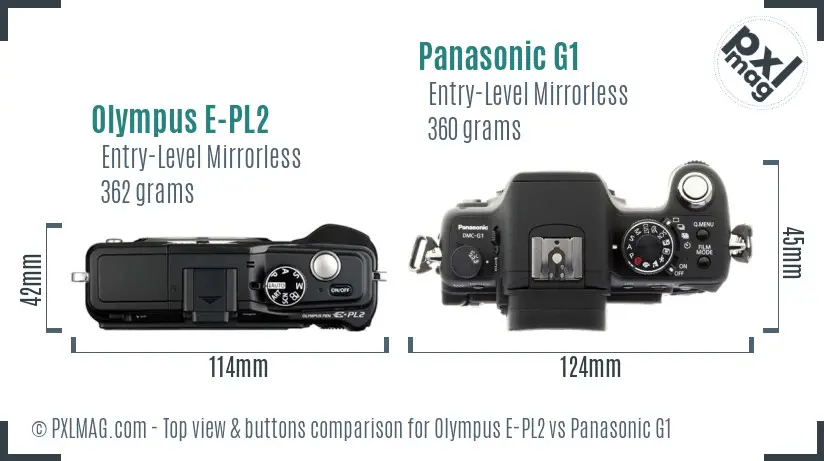 Olympus E-PL2 vs Panasonic G1 top view buttons comparison