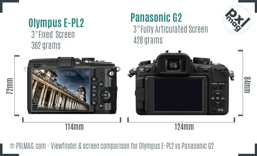 Olympus E-PL2 vs Panasonic G2 Screen and Viewfinder comparison