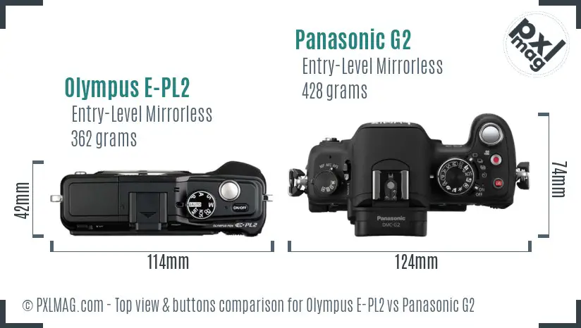 Olympus E-PL2 vs Panasonic G2 top view buttons comparison