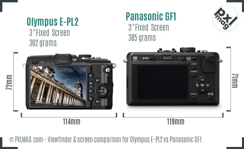 Olympus E-PL2 vs Panasonic GF1 Screen and Viewfinder comparison