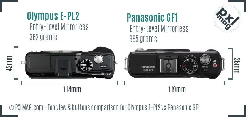 Olympus E-PL2 vs Panasonic GF1 top view buttons comparison