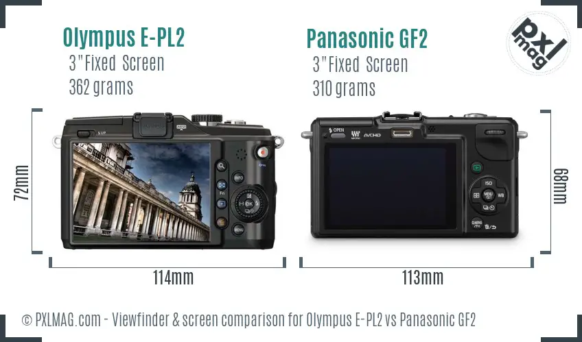 Olympus E-PL2 vs Panasonic GF2 Screen and Viewfinder comparison