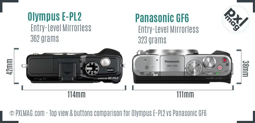 Olympus E-PL2 vs Panasonic GF6 top view buttons comparison