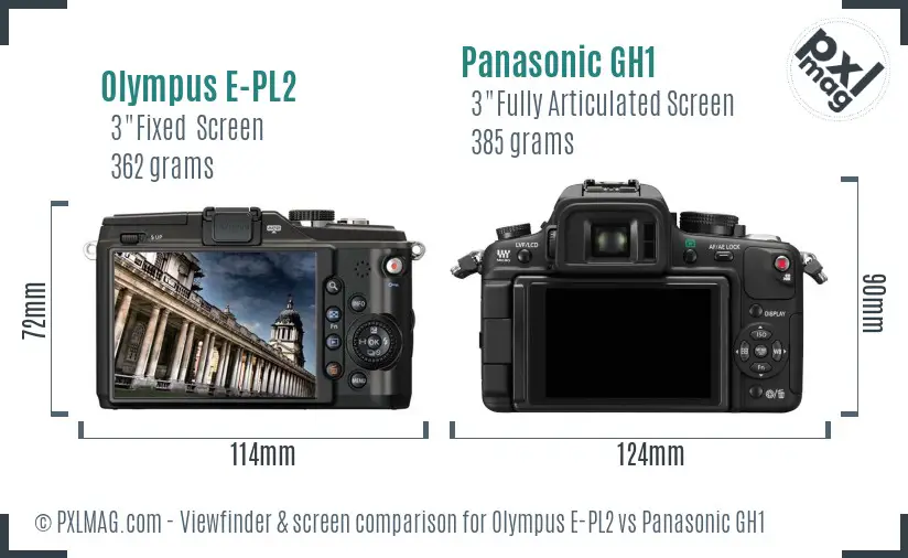 Olympus E-PL2 vs Panasonic GH1 Screen and Viewfinder comparison