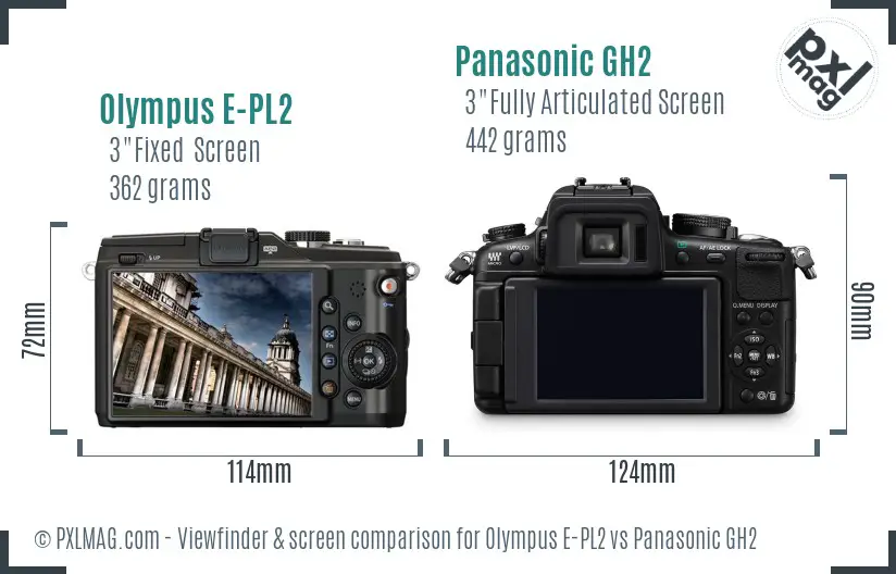 Olympus E-PL2 vs Panasonic GH2 Screen and Viewfinder comparison