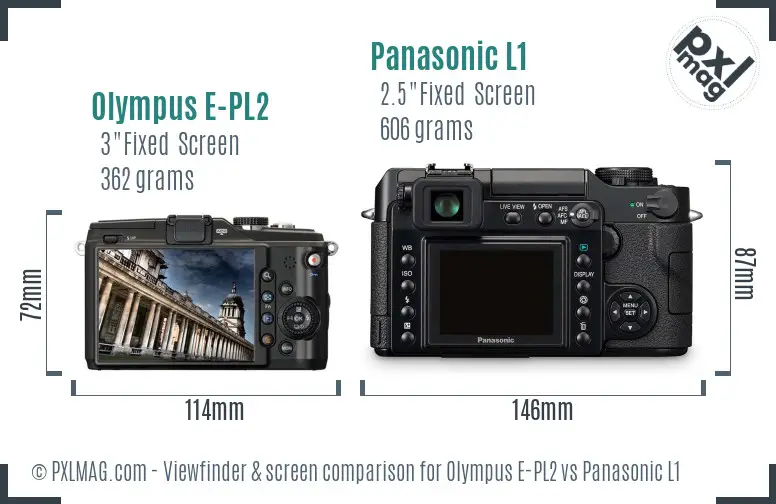 Olympus E-PL2 vs Panasonic L1 Screen and Viewfinder comparison