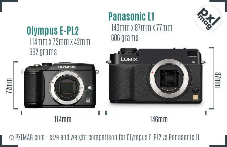 Olympus E-PL2 vs Panasonic L1 size comparison