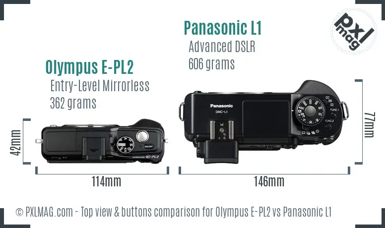 Olympus E-PL2 vs Panasonic L1 top view buttons comparison