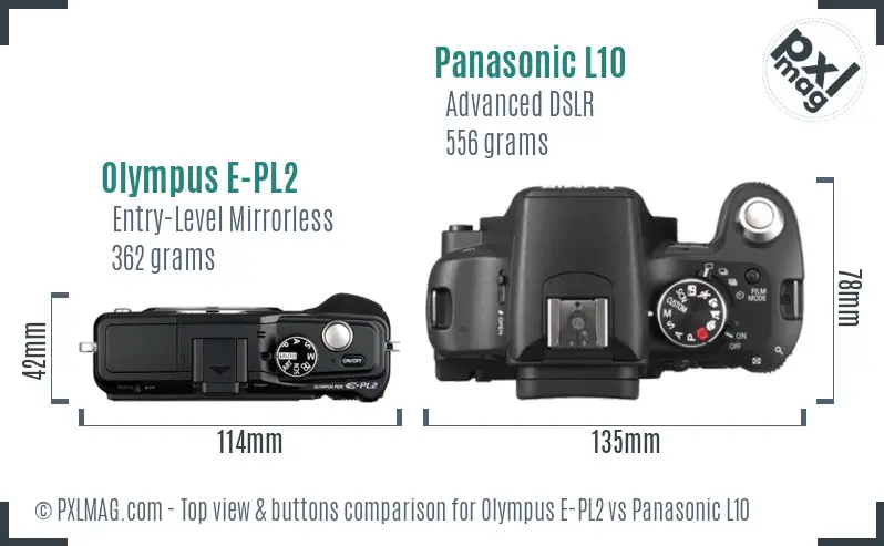 Olympus E-PL2 vs Panasonic L10 top view buttons comparison