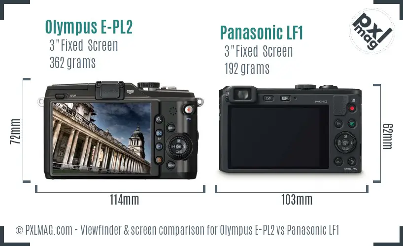 Olympus E-PL2 vs Panasonic LF1 Screen and Viewfinder comparison