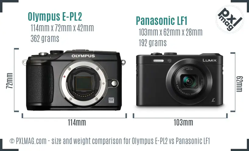 Olympus E-PL2 vs Panasonic LF1 size comparison