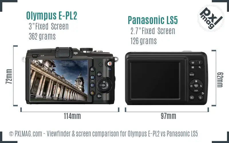 Olympus E-PL2 vs Panasonic LS5 Screen and Viewfinder comparison