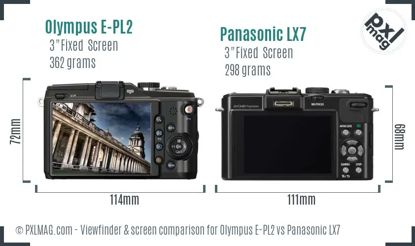 Olympus E-PL2 vs Panasonic LX7 Screen and Viewfinder comparison