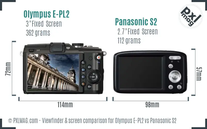 Olympus E-PL2 vs Panasonic S2 Screen and Viewfinder comparison
