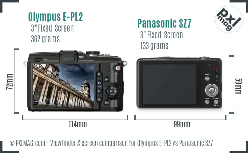 Olympus E-PL2 vs Panasonic SZ7 Screen and Viewfinder comparison