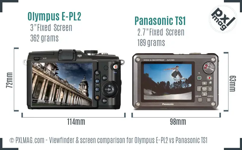 Olympus E-PL2 vs Panasonic TS1 Screen and Viewfinder comparison