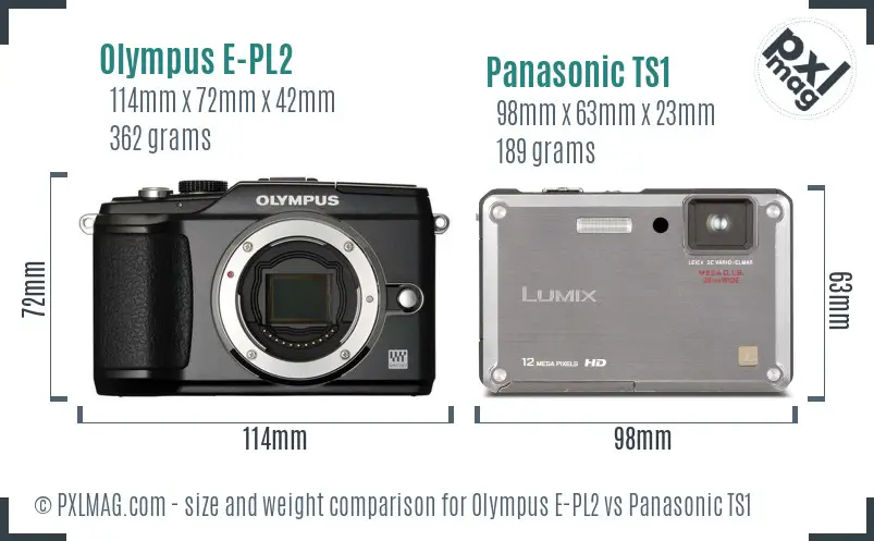 Olympus E-PL2 vs Panasonic TS1 size comparison